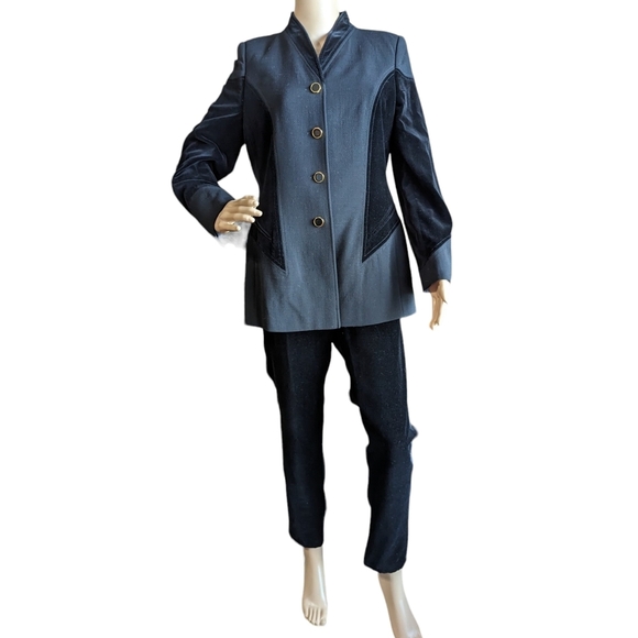 Vintage 80s Escada Black Velvet Evening Pants Suit...